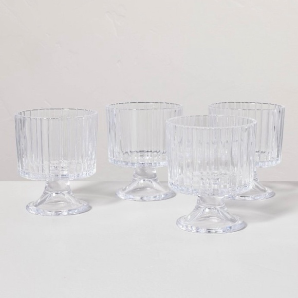 8oz Fluted Glass Parfait Cup Set Clear 4pk - Hearth & Hand Magnolia - Picture 1 of 7